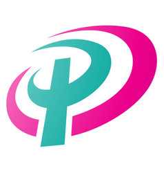 Magenta And Green Oval Shaped Letter P Icon