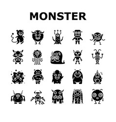 Monster Funny Cute Alien Icons Set