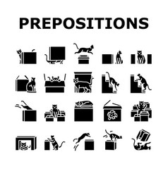 Preposition English Language Icons Set