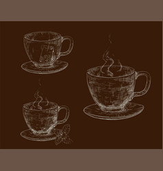 Tea Cup Sketch Style Drawing Porcelain Mug