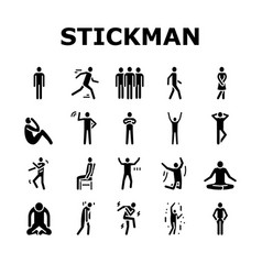 Stickman Man People Silhouette Icons Set