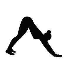 Female Silhouette In Yoga Pose Downward Facing Dog