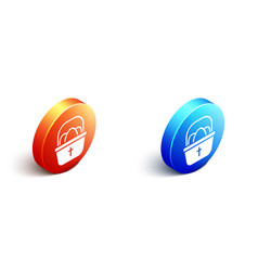 Isometric Basket With Easter Eggs Icon Isolated