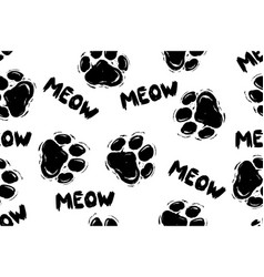 Seamless Pattern With Cute Cat Paws Kitten