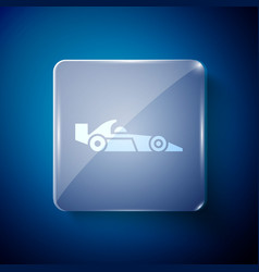 White Formula 1 Racing Car Icon Isolated On Blue