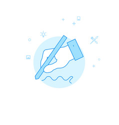 Hand Draws Something Flat Icon Light Blue