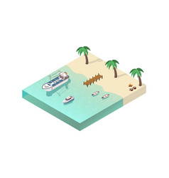 Isometric Coastal Line Composition