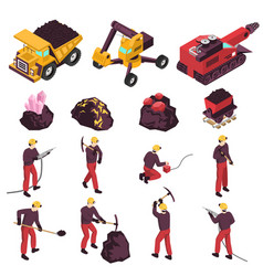 Mining Industry Isometric Icons Set