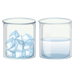 Two beakers with and without water Royalty Free Vector Image