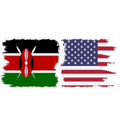 Usa And Kenya Grunge Flags Connection