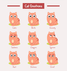 Cartoon Cats Or Kitten With Face Emotions