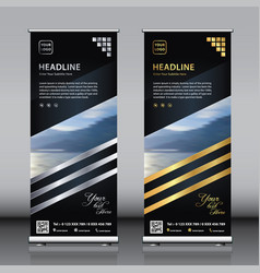 Roll Up Vertical Banner Design Gold And Silver