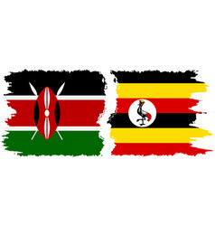 Uganda And Kenya Grunge Flags Connection