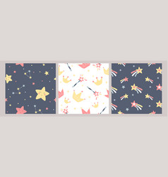 Bohemian Baby Seamless Pattern With Cute Stars