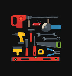 Different Construction Tools Clipart On Black