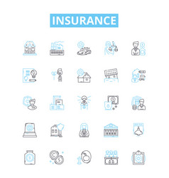 Insurance Line Icons Set Cover Coverage