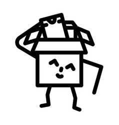 Take Out Cardboard Box Character Line Icon