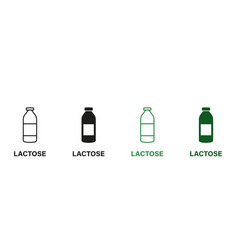 Lactose In Dairy Line And Silhouette Icon Set