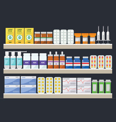 Pharmacy Store Shelves With Medicine