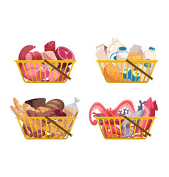 Shopping Basket Bags And Packages With Groceries