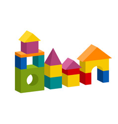 Colorful blocks toy building tower castle house Vector Image