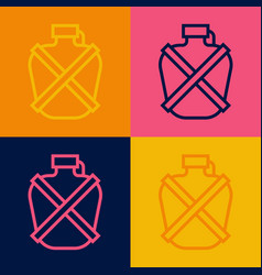 Pop Art Line Canteen Water Bottle Icon Isolated