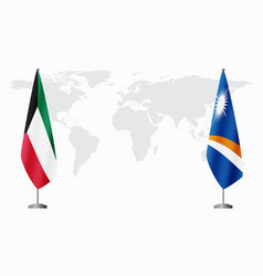 Kuwait And Marshall Islands Flags For Official