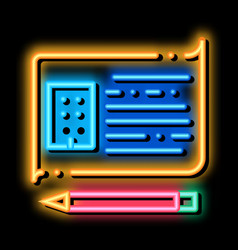 Written Building Information Model Neon Glow Icon