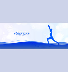 Modern International Yoga Day Banner With Women