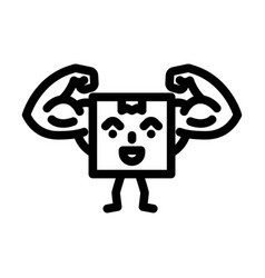 Strong Cardboard Box Character Line Icon