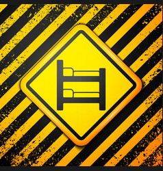 Black Bunk Bed Icon Isolated On Yellow Background