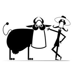 Cartoon Farmer And Cow