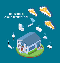 Household Cloud Technology Isometric Composition