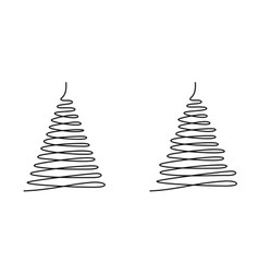 Two Simple Abstract Christmas Tree Isolated Line