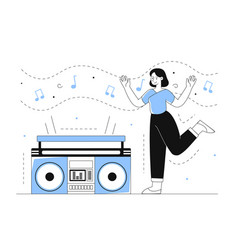 Woman Dancing With Music Line Concept