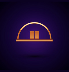 Gold Hangar Icon Isolated On Dark Blue Background