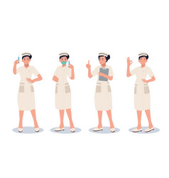 Character Set Of Female Nurse In Different Poses