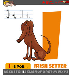 Letter I From Alphabet With Cartoon Irish Setter