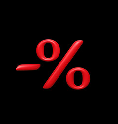 Percentage Character 3d Red Percent Sign On Black