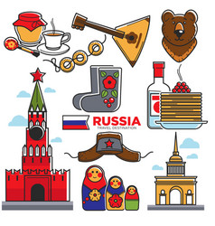 Flat russian symbols Royalty Free Vector Image