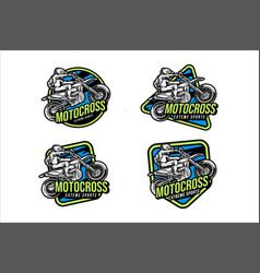 Super Moto Standing Badge Logo Design Set