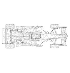 Wireframe Racing Car From Black Lines On A White