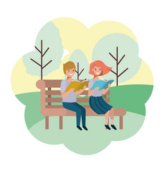 Young Couple In Park Chair Avatar Character