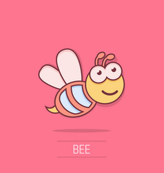 Cartoon Bee Icon In Comic Style Wasp Insect