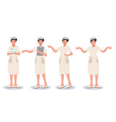 Character Set Of Female Nurse In Different Poses