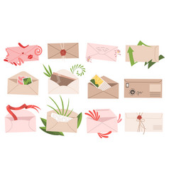 Envelopes Postcards And Letters Isolated Card