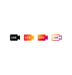 Live Buttons Icon Set Video Streaming Colorful