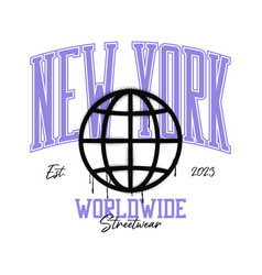 New York T-shirt Design With Graffiti Earth Globe