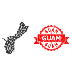 Textured Guam Stamp Seal And Marker Mosaic Map