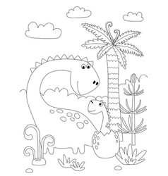 Funny Cartoon Dinosaur Diplodocus And Little Dino